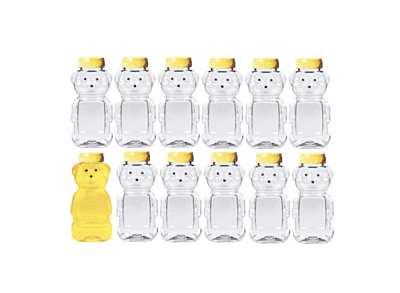 Honey Bottle Bear Clear Container Squeeze Jars with Lids, Bulk For Crafts And Honey Collecting
